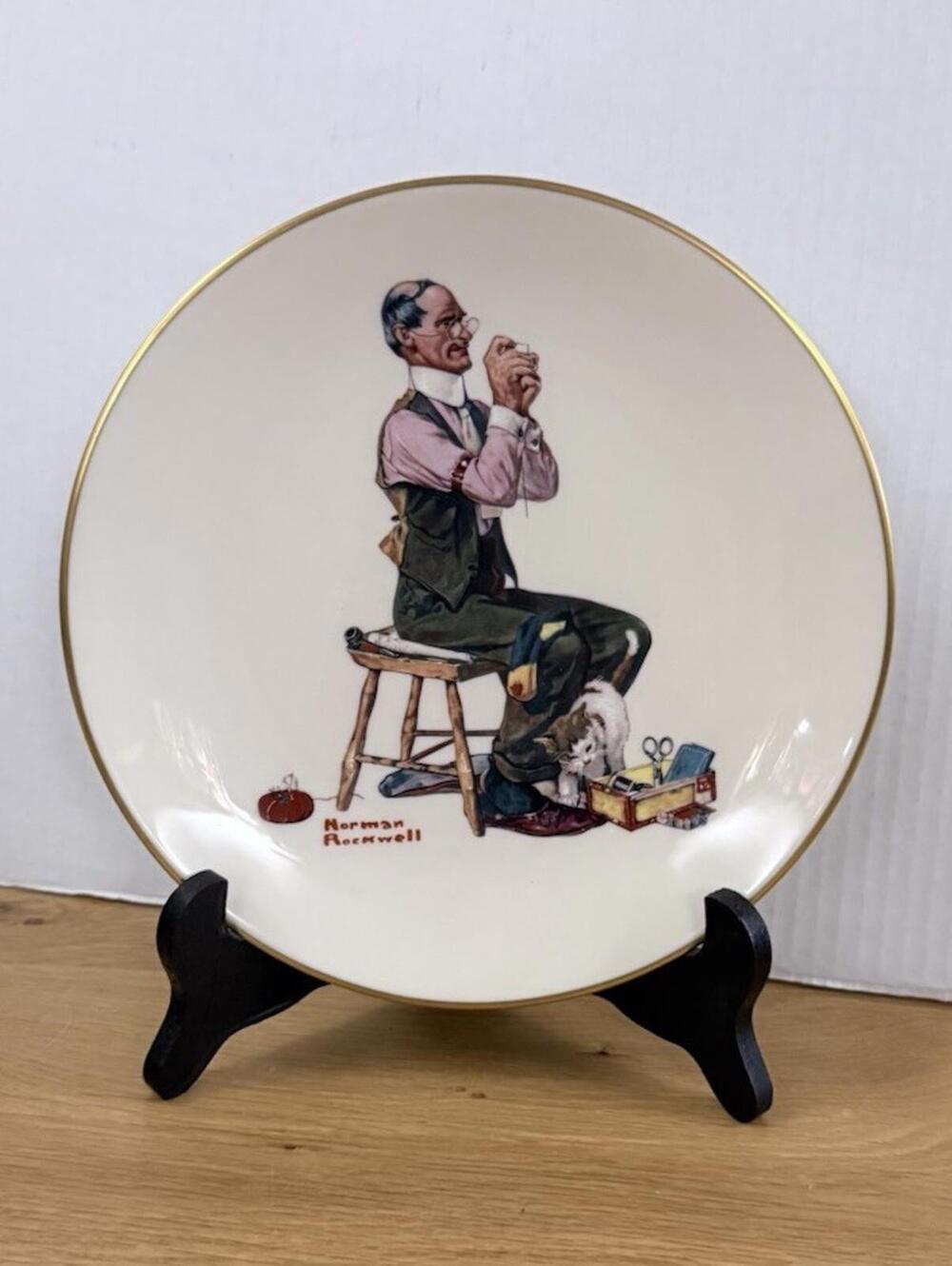 Vintage Collectible Norman Rockwell Danbury Mint Plate "Man Threading " 1978
